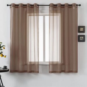 Curtains Light Filtering Solid Drapes for Window Curtains Sheer Grommet Top (Set of 2, 52 by 72Inch, Chocolate Brown)