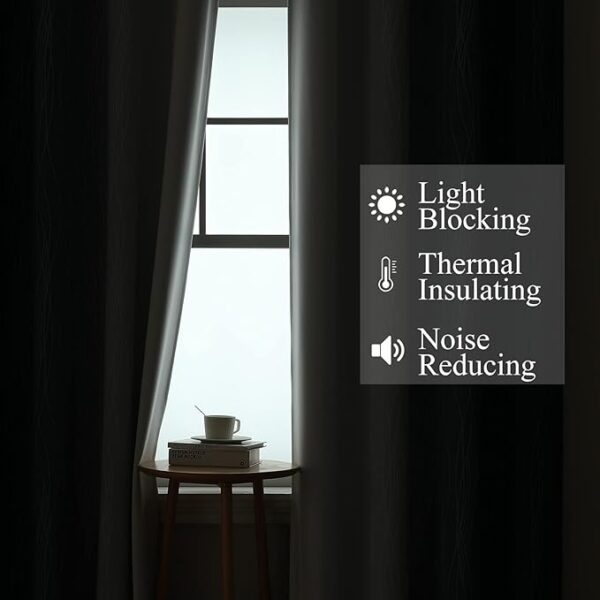 Navy Blue and Greyish White Blackout Curtains for Bedroom 84 Inches Long, Full Room Darkening Grommet Curtains for Living Room,Thermal Insulated Ombre Drapes,52Wx84L,2 Panels - Image 2